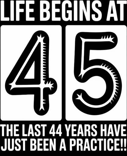 45th Birthday Unisex Classic Crew T-Shirt (Life Begins at 45 Plain)