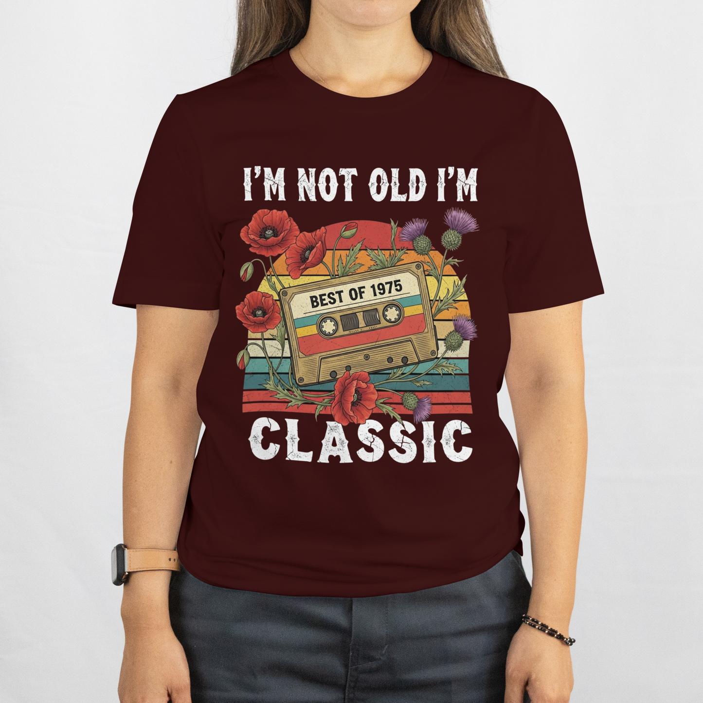 1975 Birthday Female Classic Crew T-Shirt (I'm Not Old I'm Classic)