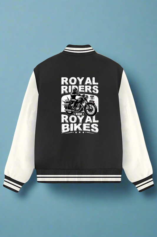 Unisex Exclusive Bikers Varsity Jacket (Royal Riders Ride Royal Bikes)