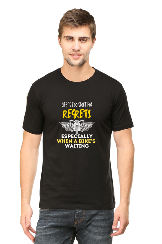 Round Neck Mens Tshirt (Life is too short for regrets)