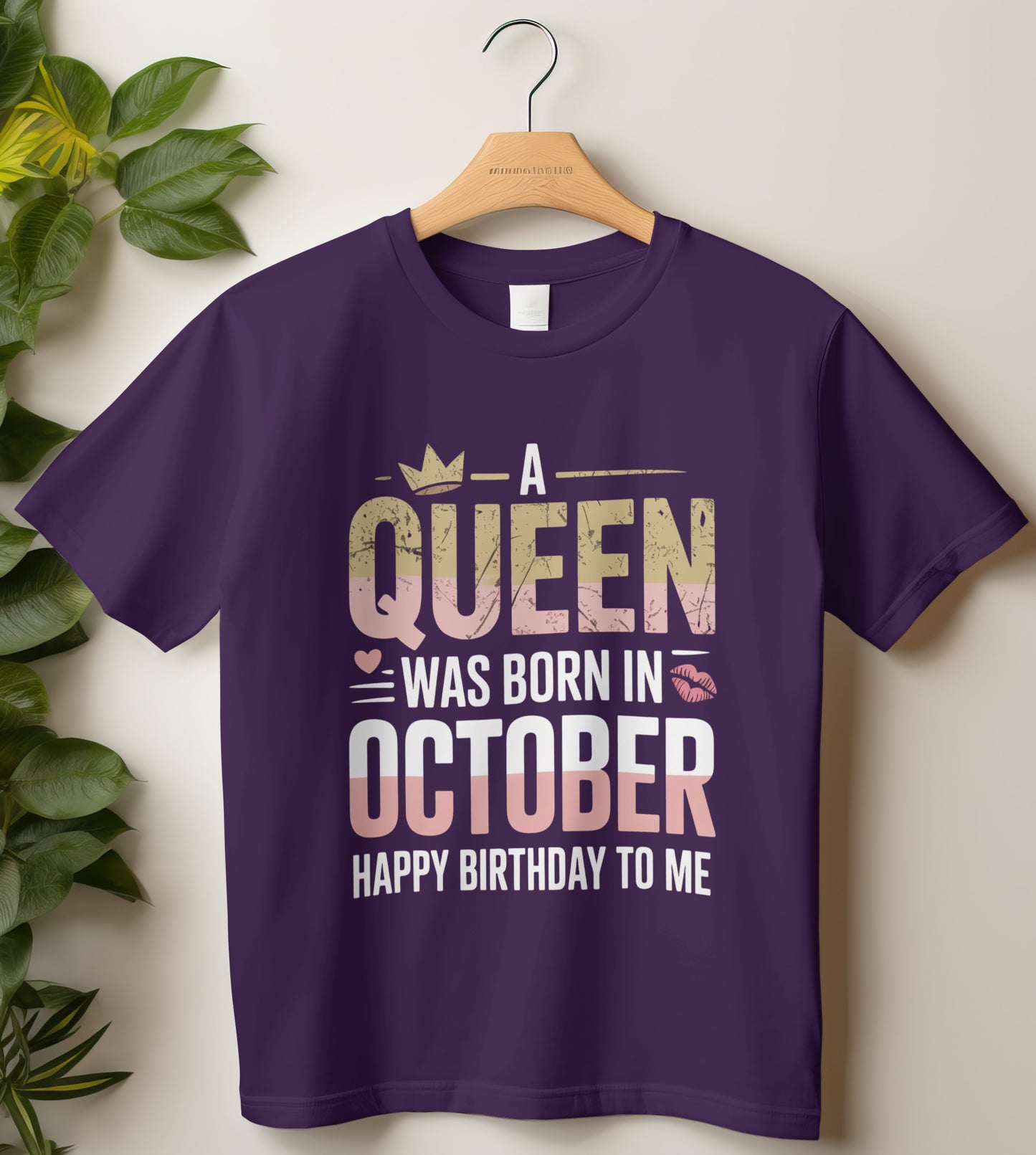 October Birthday T-shirt Round Neck Half Sleeve (A Queen was Born in October)