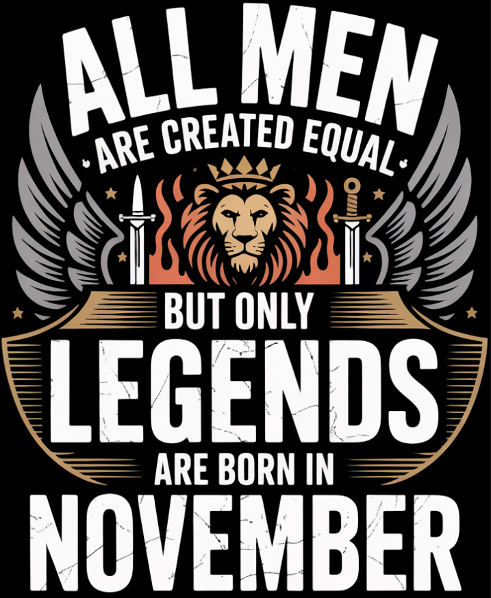 November Birthday T-shirt Round Neck Half Sleeve (All Men are created Equal but only legends are born in November)
