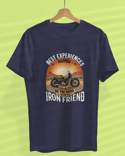 Round Neck Half Sleeve Biker T-Shirt (Best Experiences Happen)