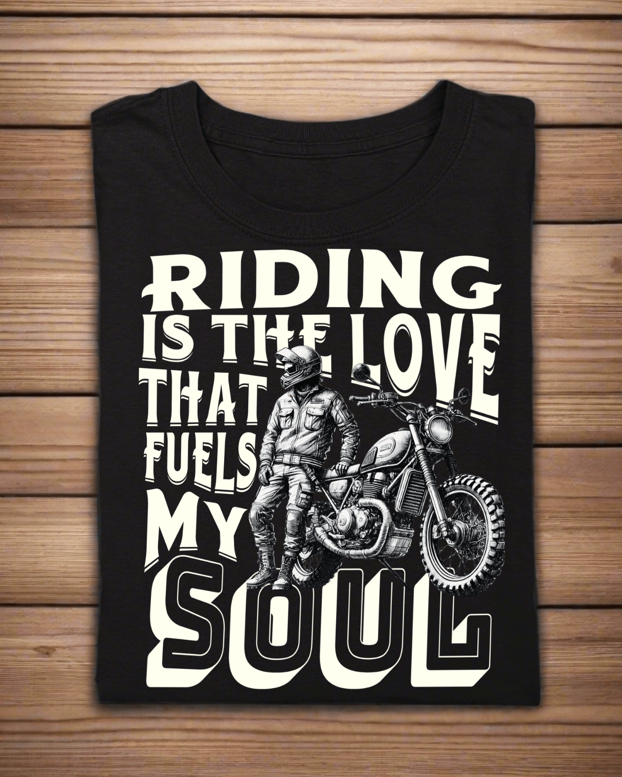 Round Neck Half Sleeve Biker T-Shirt (Riding is the Love 3)