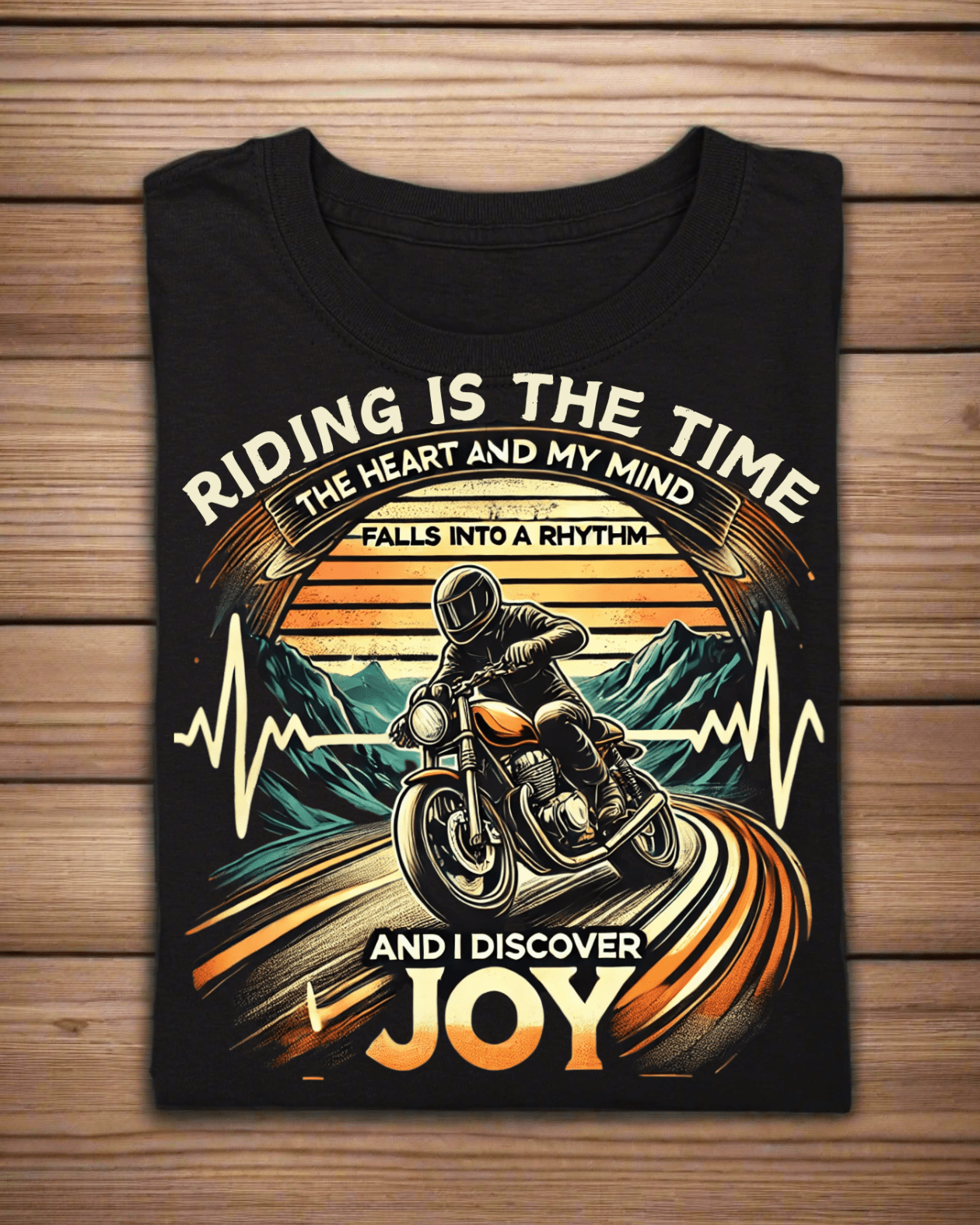 Round Neck Half Sleeve Biker T-Shirt (Riding is the time)