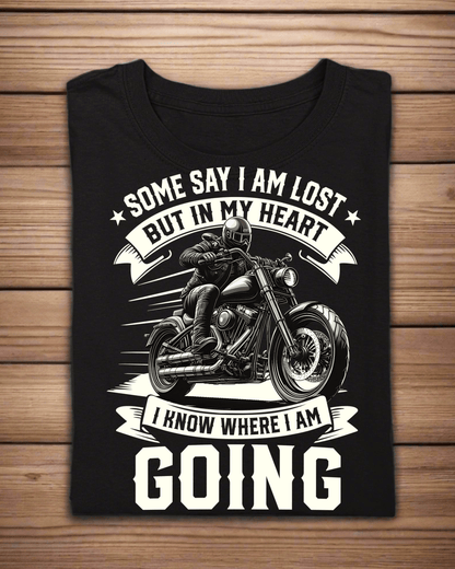 Round Neck Half Sleeve Biker T-Shirt (Some Say I am Lost)