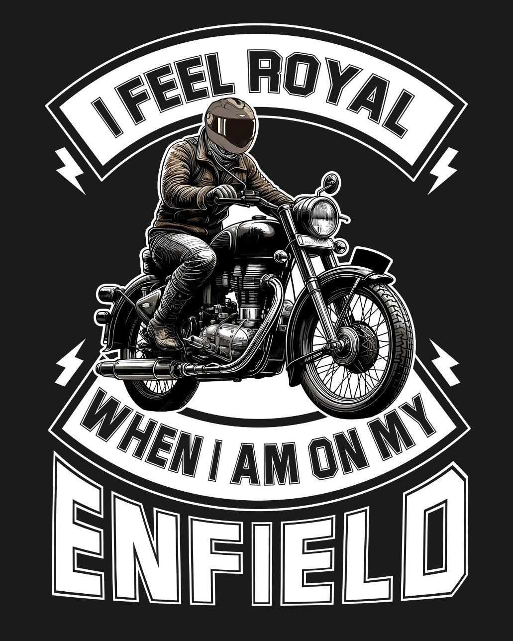 Round Neck Half Sleeve Oversized Biker T-Shirt (I Feel Royal on my Enfield)