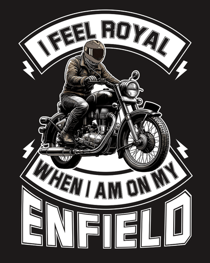 Round Neck Half Sleeve Oversized Biker T-Shirt (I Feel Royal on my Enfield)