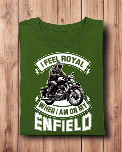 Round Neck Half Sleeve Biker T-Shirt (I feel royal on my Enfield - Colors)