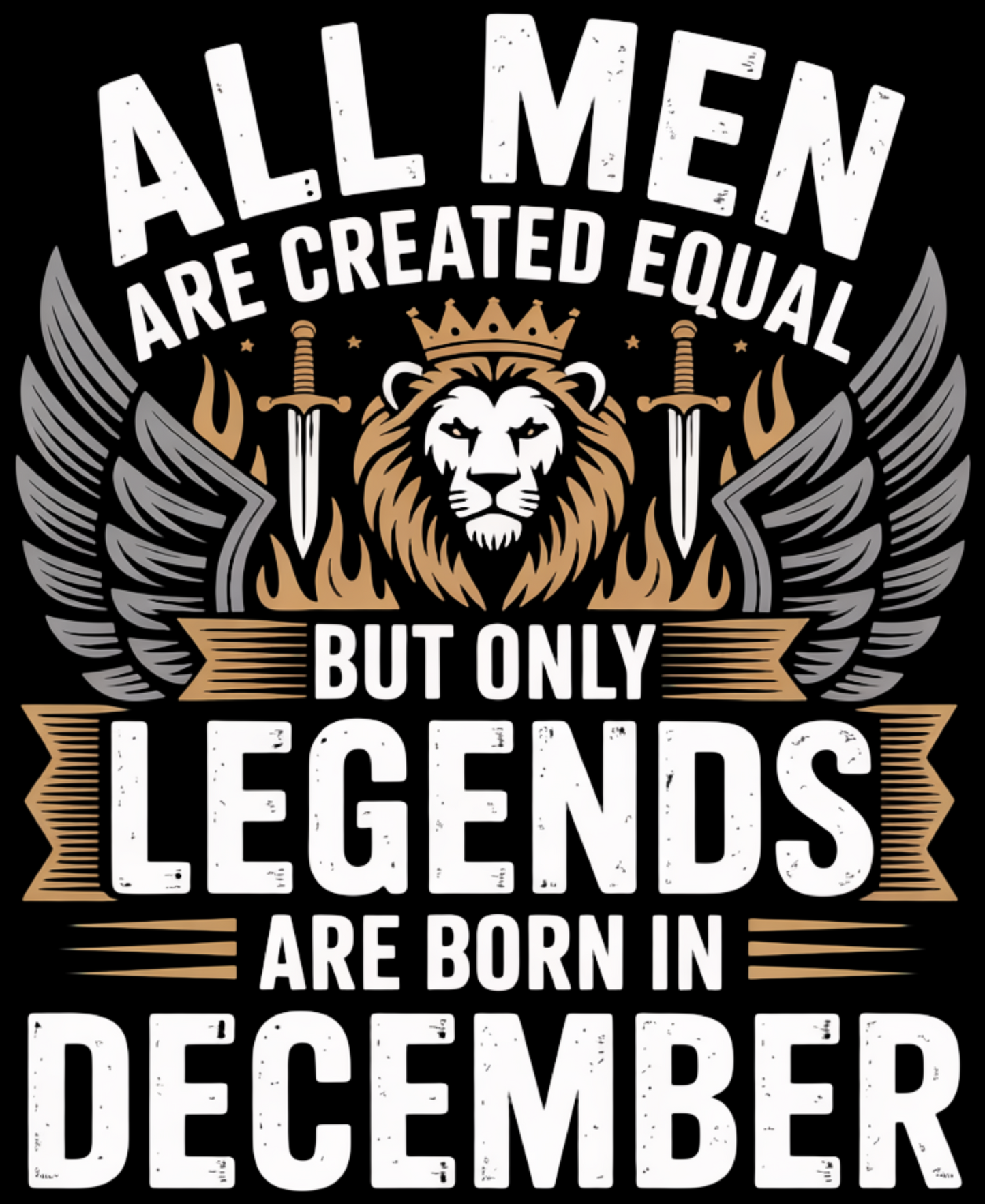 December Birthday Unisex Classic Crew T-Shirt (All Men are Created Equal December)