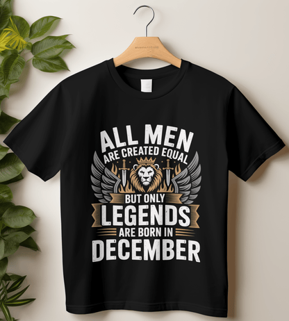 December Birthday Unisex Classic Crew T-Shirt (All Men are Created Equal December)