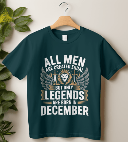 December Birthday Unisex Classic Crew T-Shirt (All Men are Created Equal December)