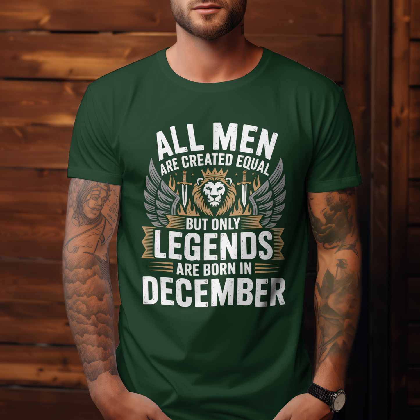 December Birthday Unisex Classic Crew T-Shirt (All Men are Created Equal December)
