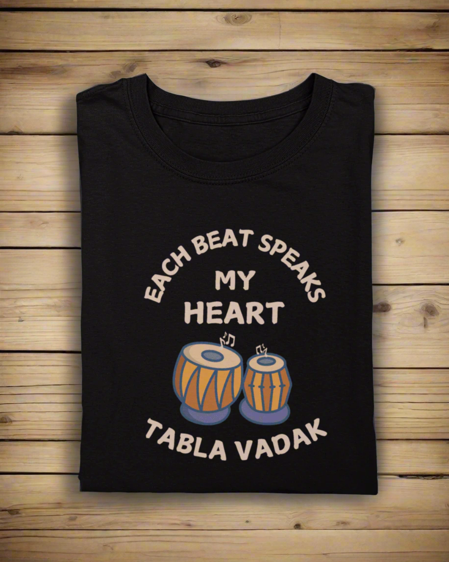 Round Neck Half Sleeve Music T-Shirt (Each Beat Speaks my heart)