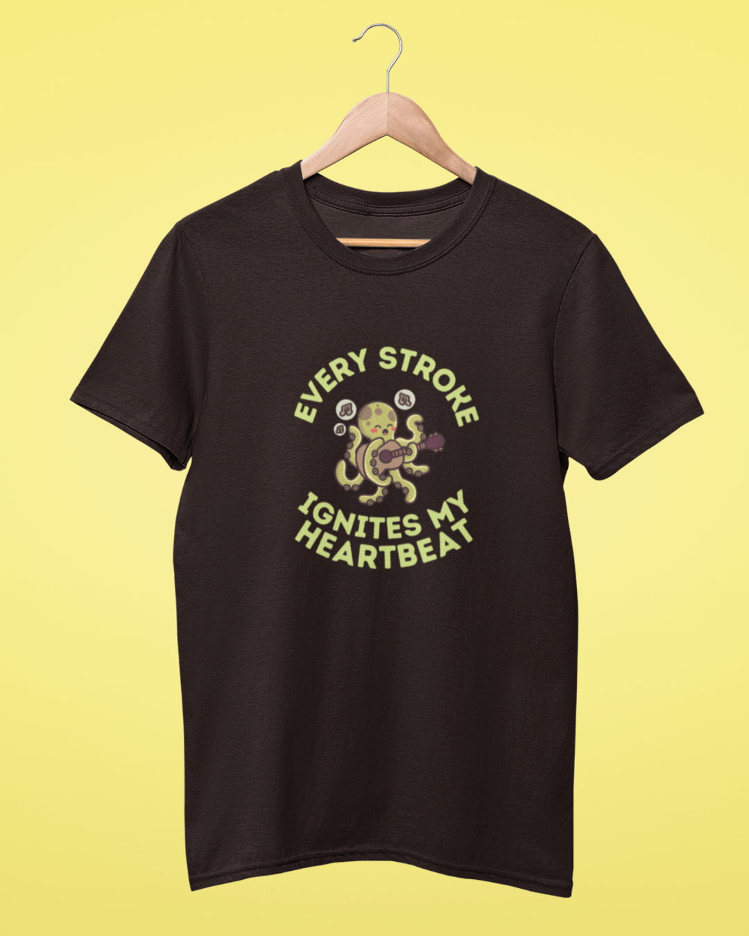 Round Neck Half Sleeve Music T-Shirt (Every Stroke Ignites my heartbeat)