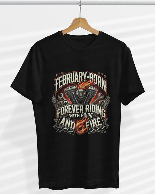 Round Neck Half Sleeve Biker T-Shirt (February Born)