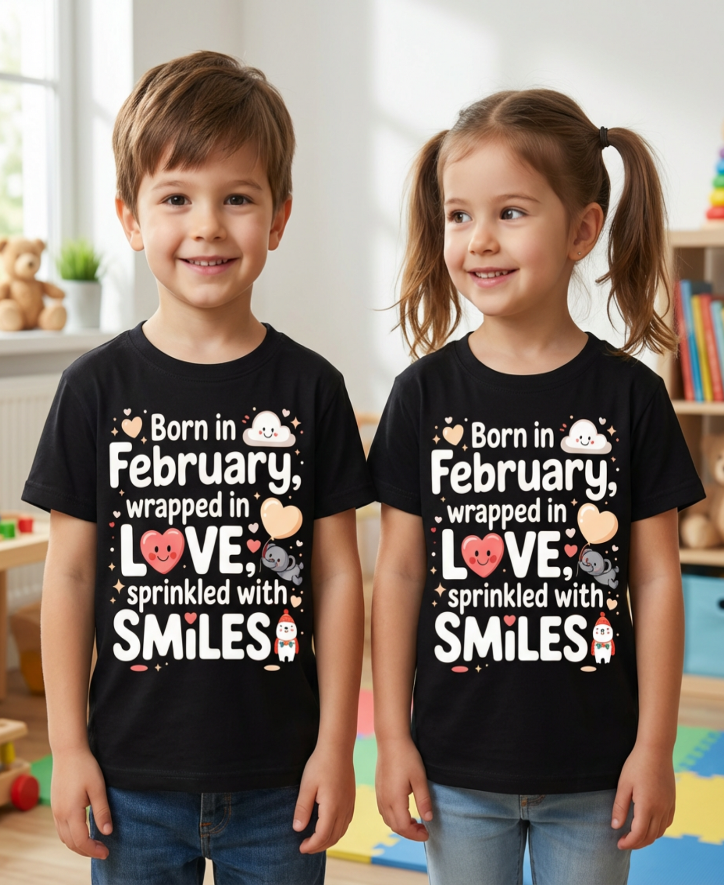 February Birthday Kid's Crew Neck T-Shirt (Born in February)