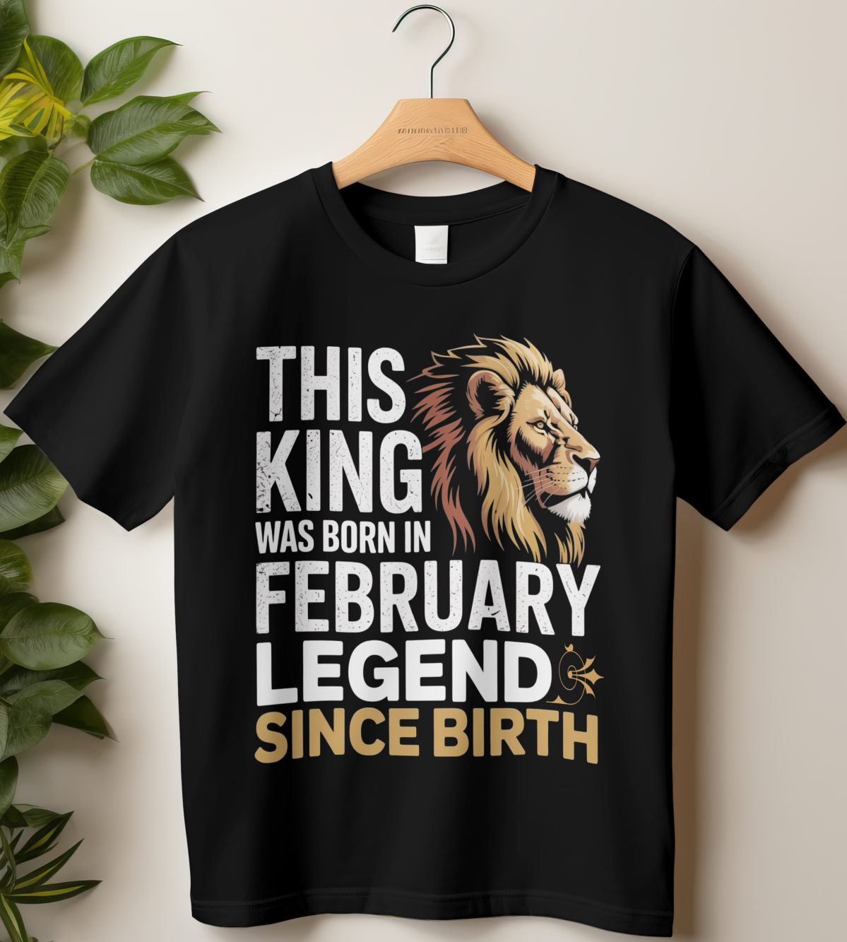 February Birthday Male Classic Crew T-Shirt (This King Was Born in February)