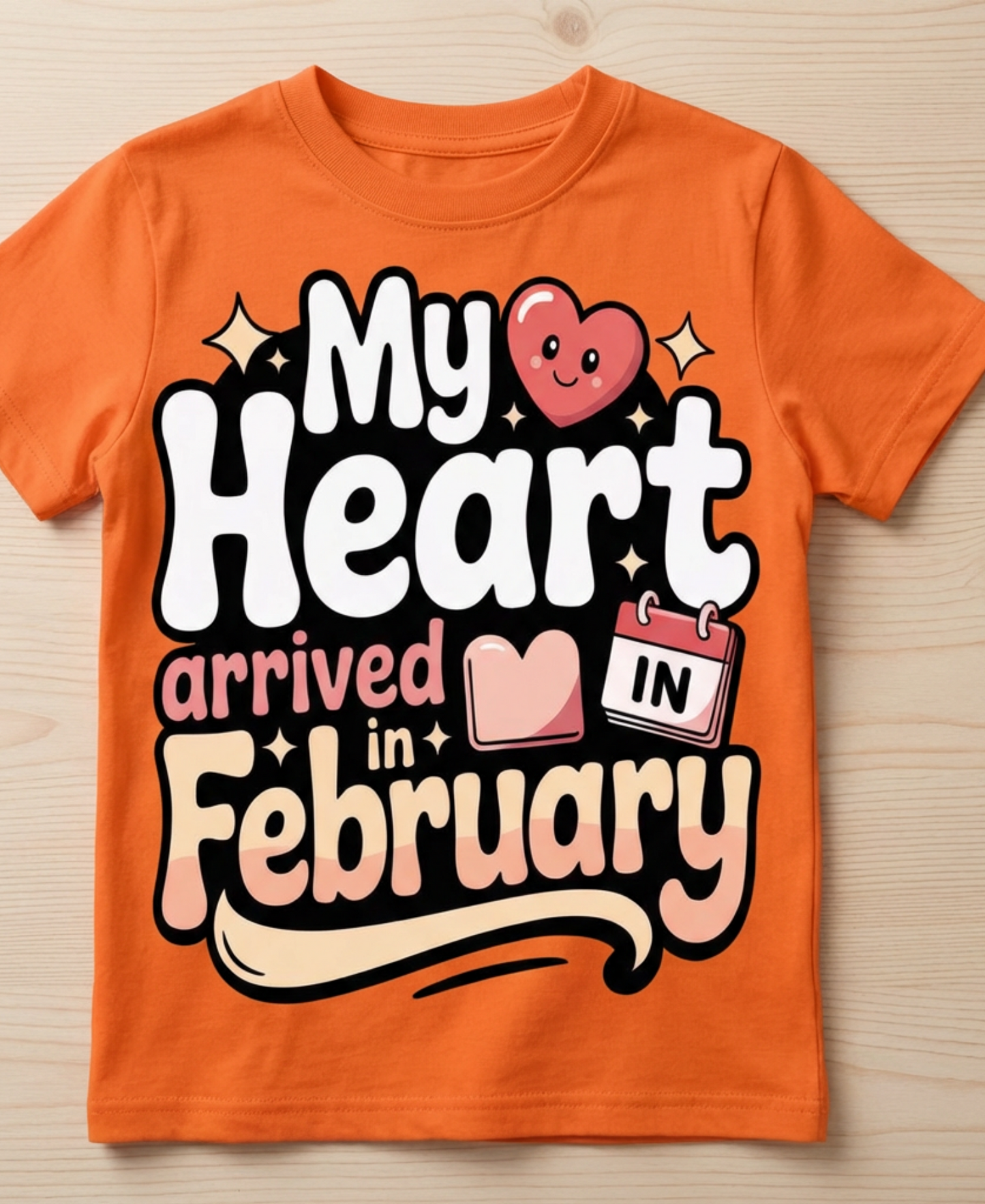 February Birthday Kid's Crew Neck T-Shirt (My Heart Arrived in February)