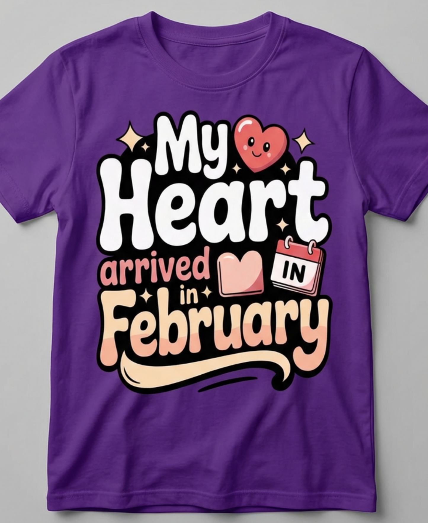 February Birthday Kid's Crew Neck T-Shirt (My Heart Arrived in February)