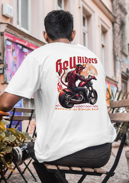 Oversized Biker T-Shirt Round Neck Half Sleeve (Masters of the Midnight Road)