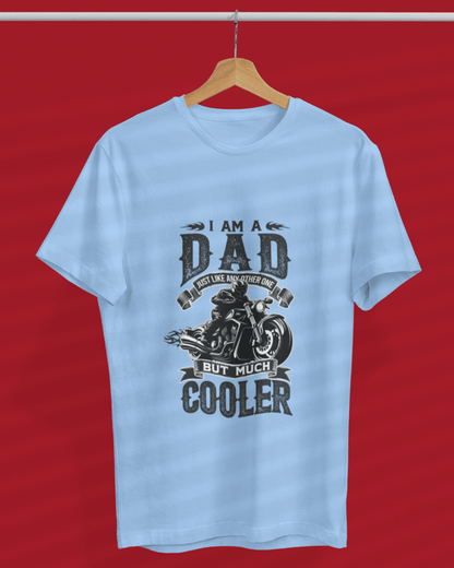 Round Neck Half Sleeve Biker T-Shirt White (I am a dad just like)