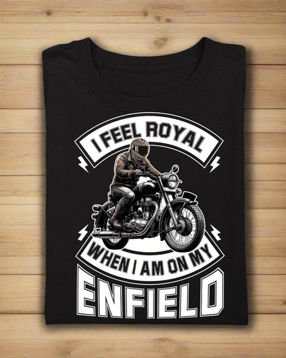 Round Neck Half Sleeve Oversized Biker T-Shirt (I Feel Royal on my Enfield)