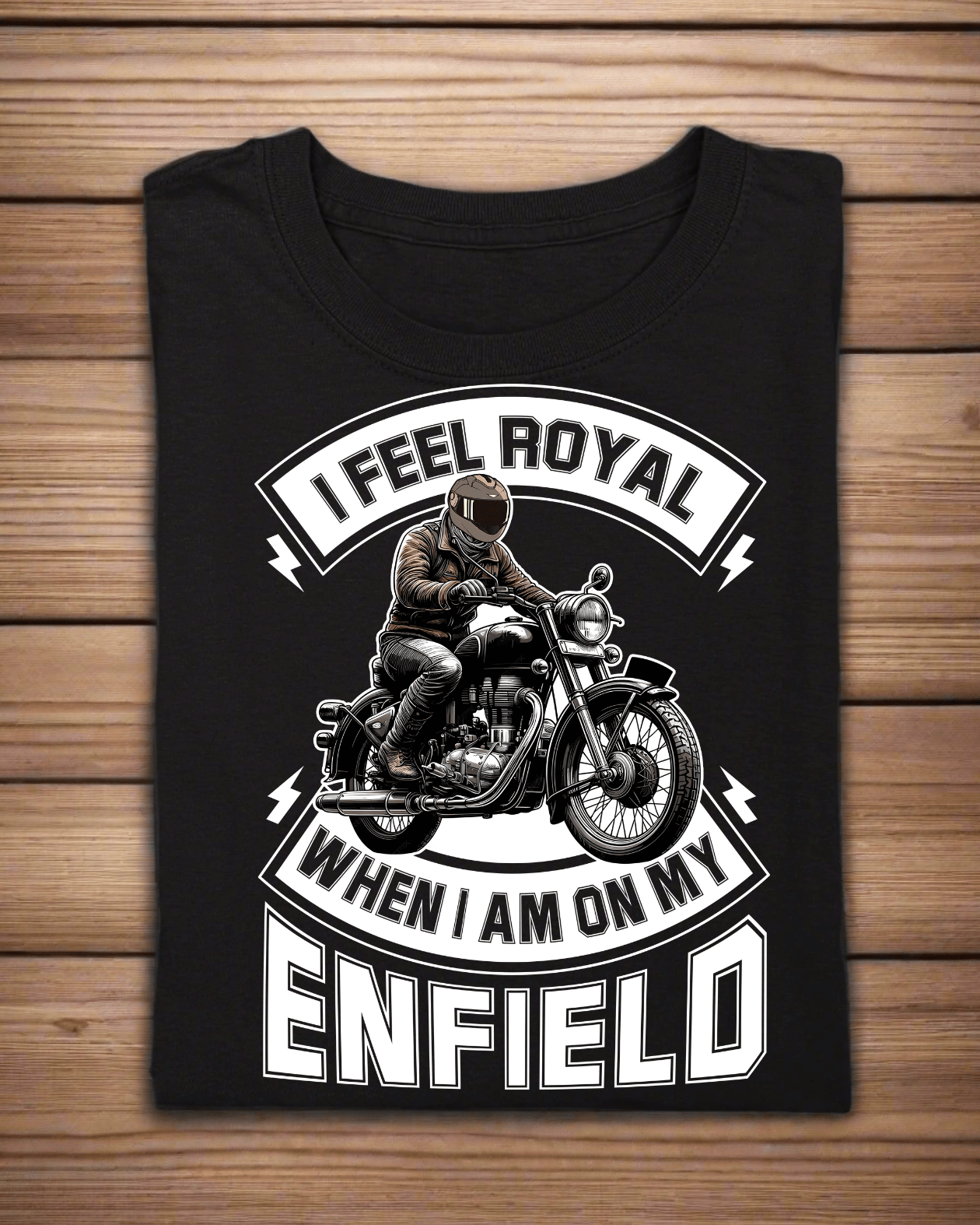 Round Neck Full Sleeve Biker T-Shirt (I feel Royal on my Enfield)