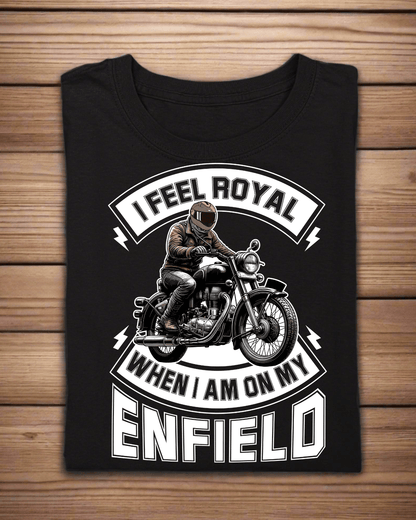 Round Neck Full Sleeve Biker T-Shirt (I feel Royal on my Enfield)
