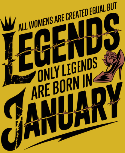 January Birthday Female Cropped Hoodie (All WOMEN Are Created Equal, but Only Legends Are Born in January)