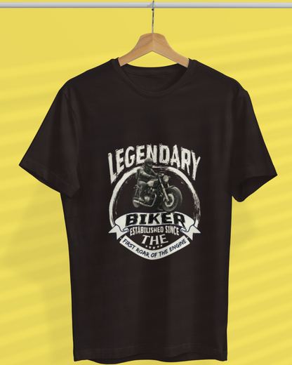 Round Neck Half Sleeve Biker T-Shirt (Legendary Biker Established)