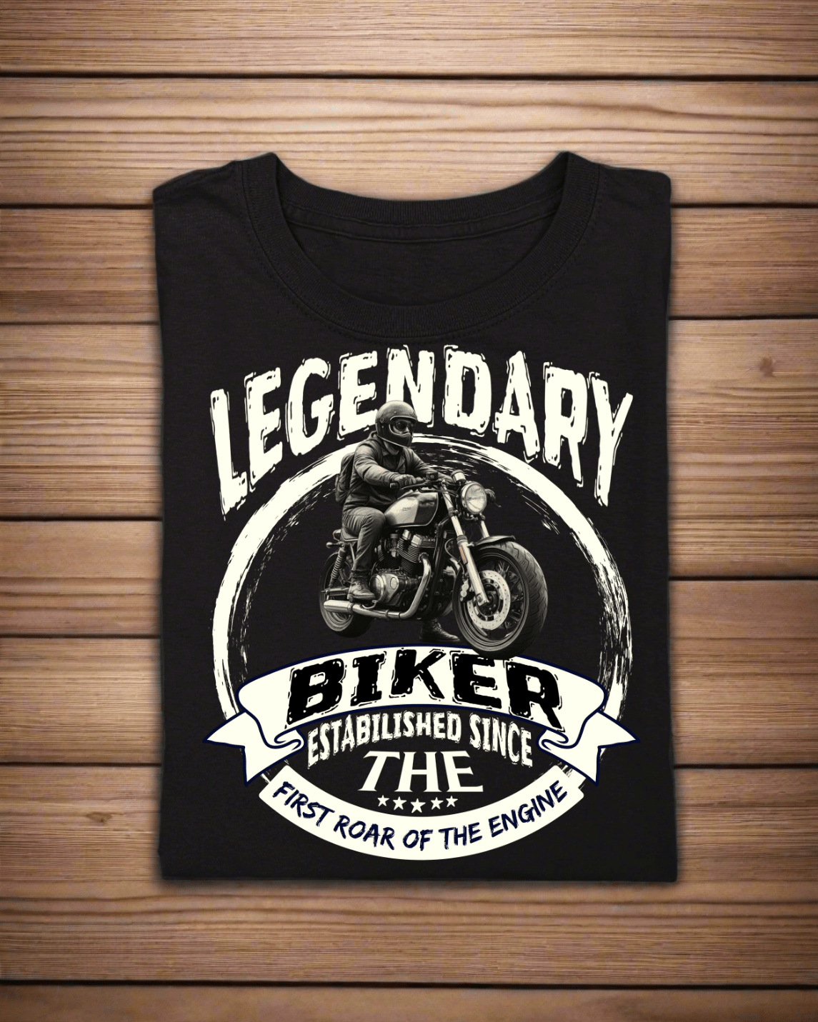 Round Neck Half Sleeve Biker T-Shirt (Legendary Biker Established)