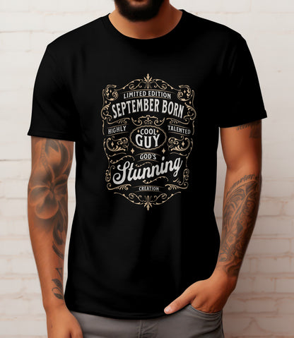 September Birthday T-shirt Round Neck Half Sleeve (Limited Edition September Born Cool Guy)