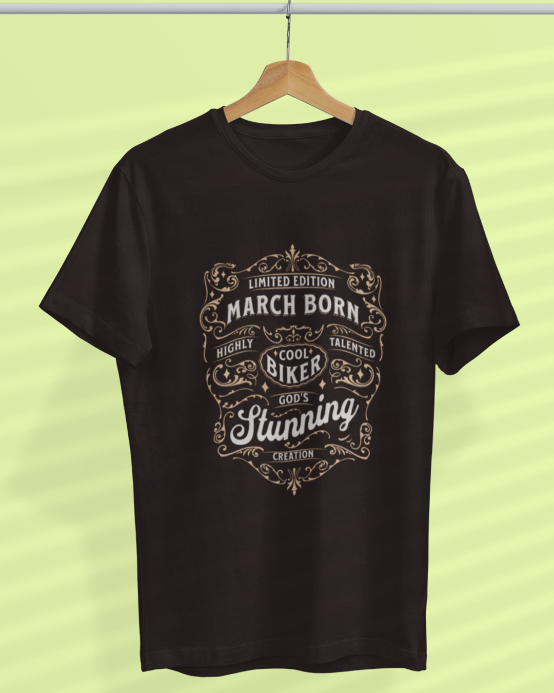Round Neck Half Sleeve Biker T-Shirt (Limited Edition March Born)