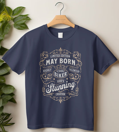 Biker Birthday T-Shirt Round Neck Half Sleeve (Limited Edition May Born)