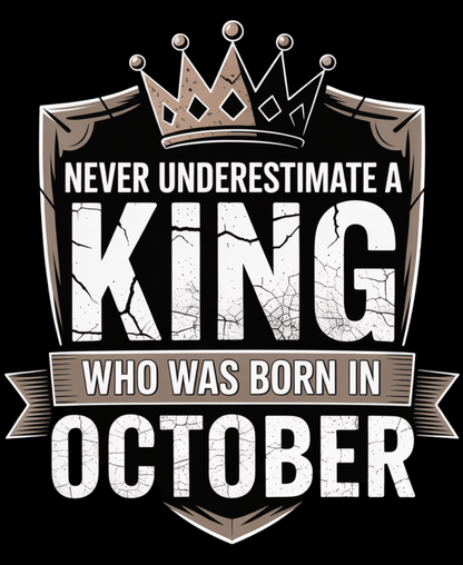 October Birthday T-shirt Round Neck Half Sleeve (Never Underestimate a King who was born in October)