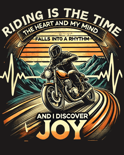 Round Neck Half Sleeve Biker T-Shirt (Riding is the time)