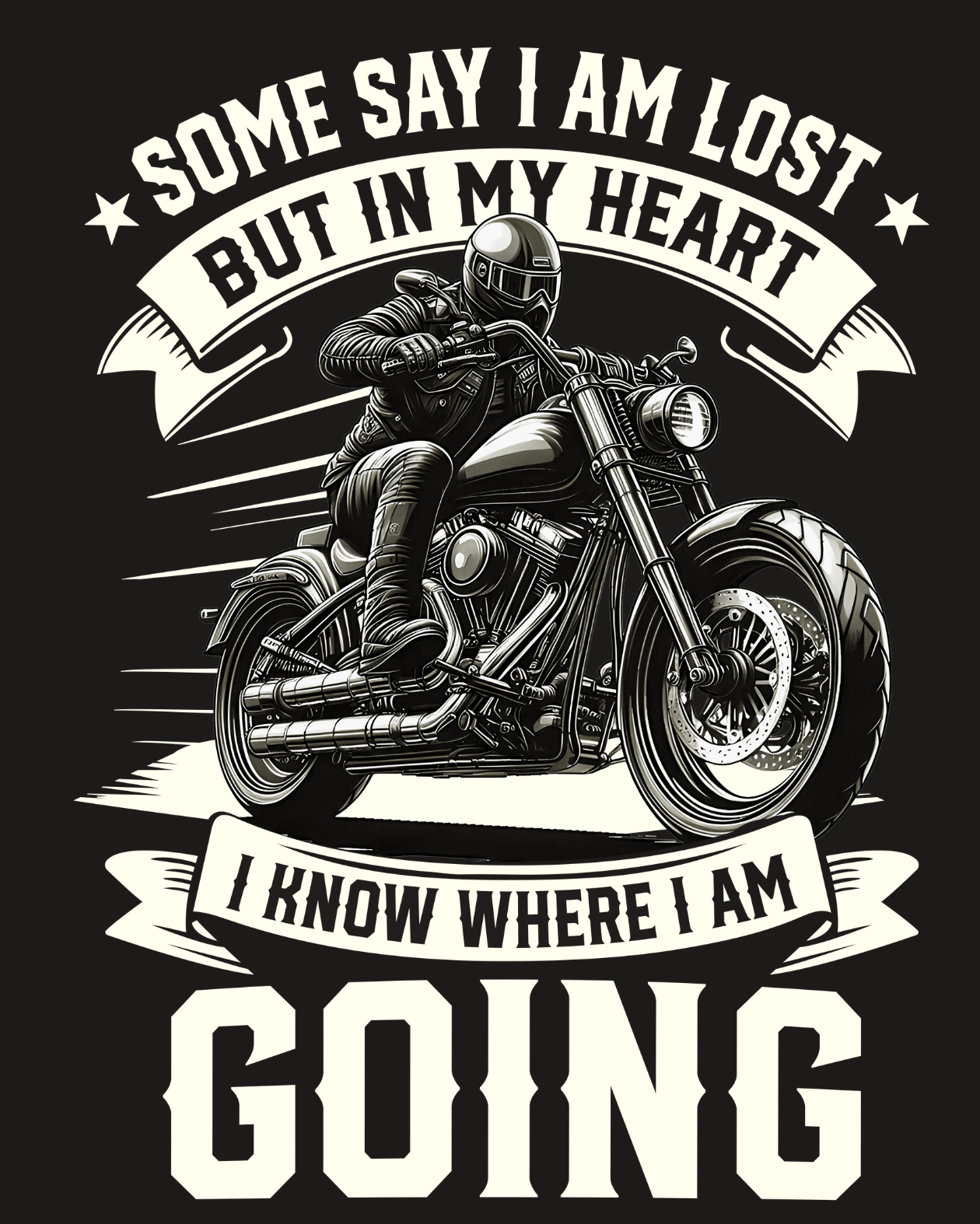 Round Neck Half Sleeve Biker T-Shirt (Some Say I am Lost)