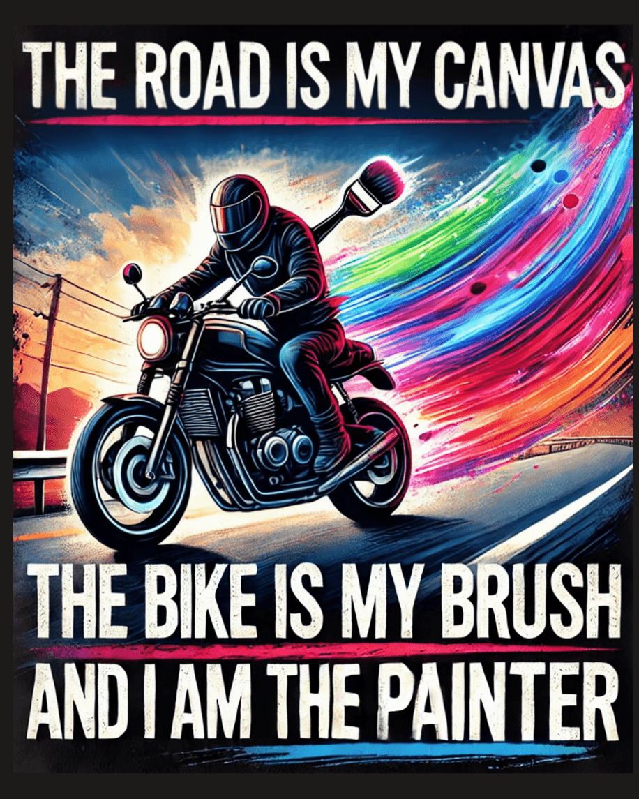 Round Neck Half Sleeve Biker T-Shirt (The Road is my Canvas)