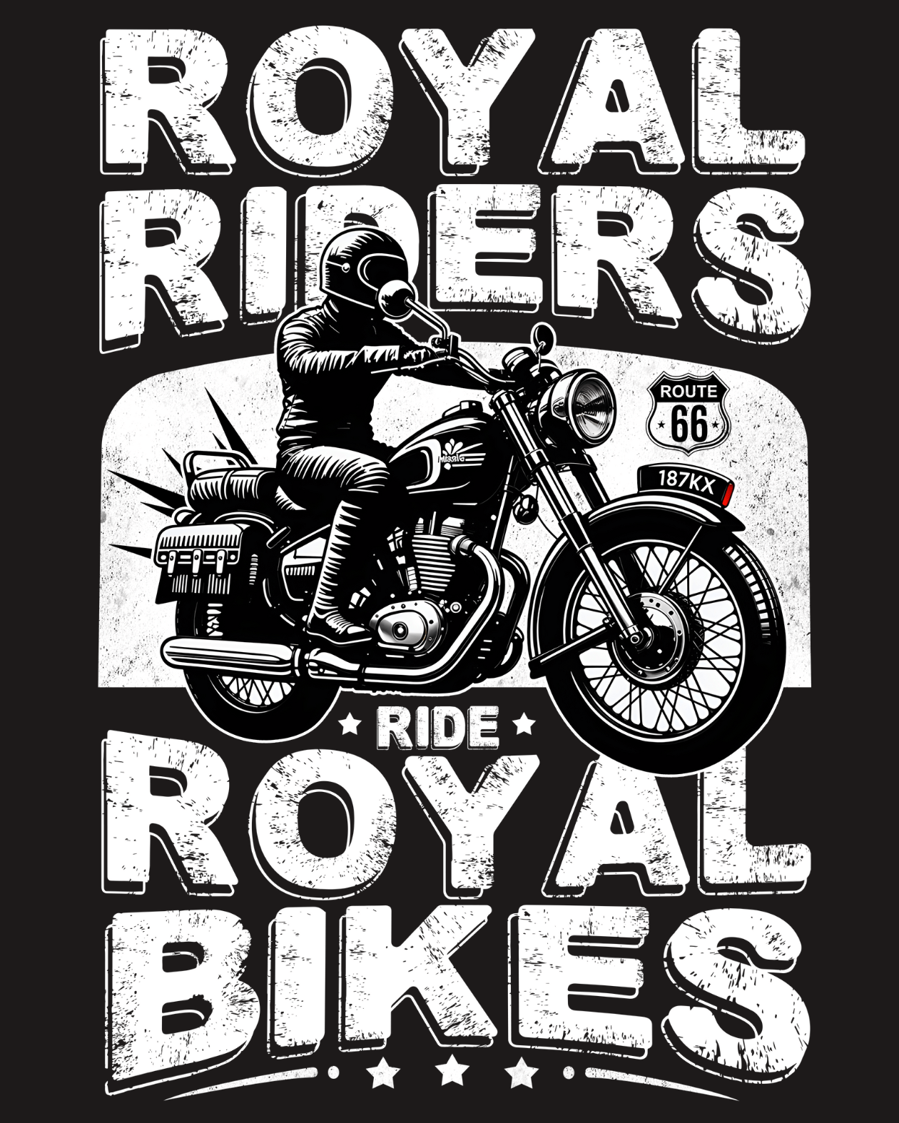 Polo/Collar Half Sleeve Biker T-Shirt (Royal Riders Ride Royal Bikes)
