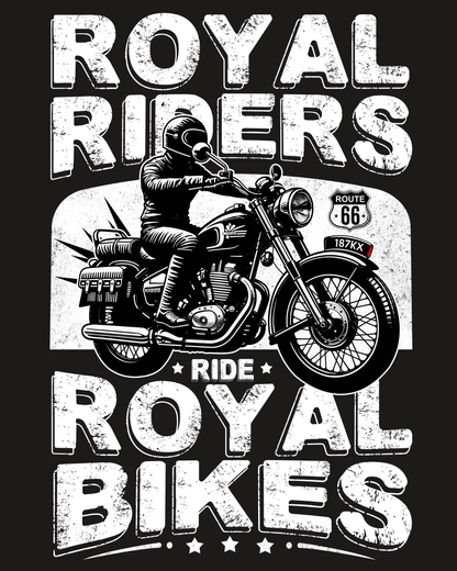 Polo/Collar Half Sleeve Biker T-Shirt (Royal Riders Ride Royal Bikes)