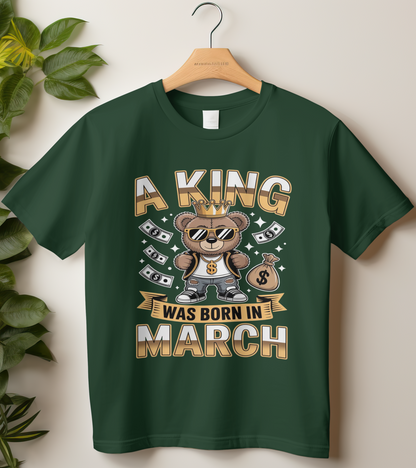 March Birthday Male Classic Crew T-Shirt (A King Was Born in March)