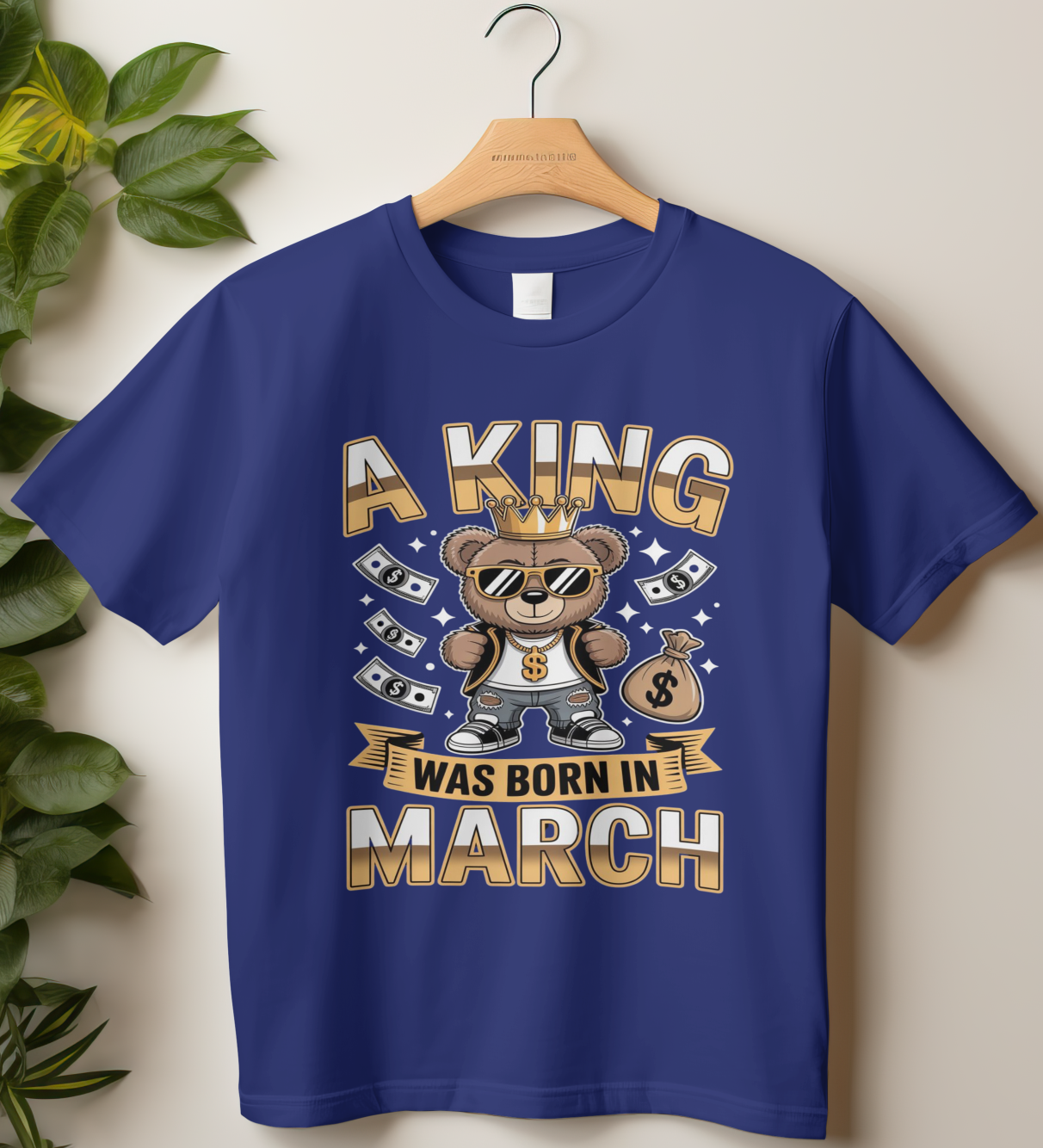 March Birthday Male Classic Crew T-Shirt (A King Was Born in March)