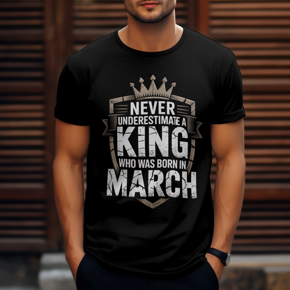 March Birthday Male Classic Crew T-Shirt (Never Underestimate a King)