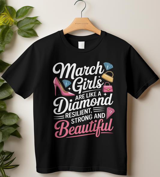 March Birthday Girl's Classic T-Shirt (March Girls are like a Diamond)