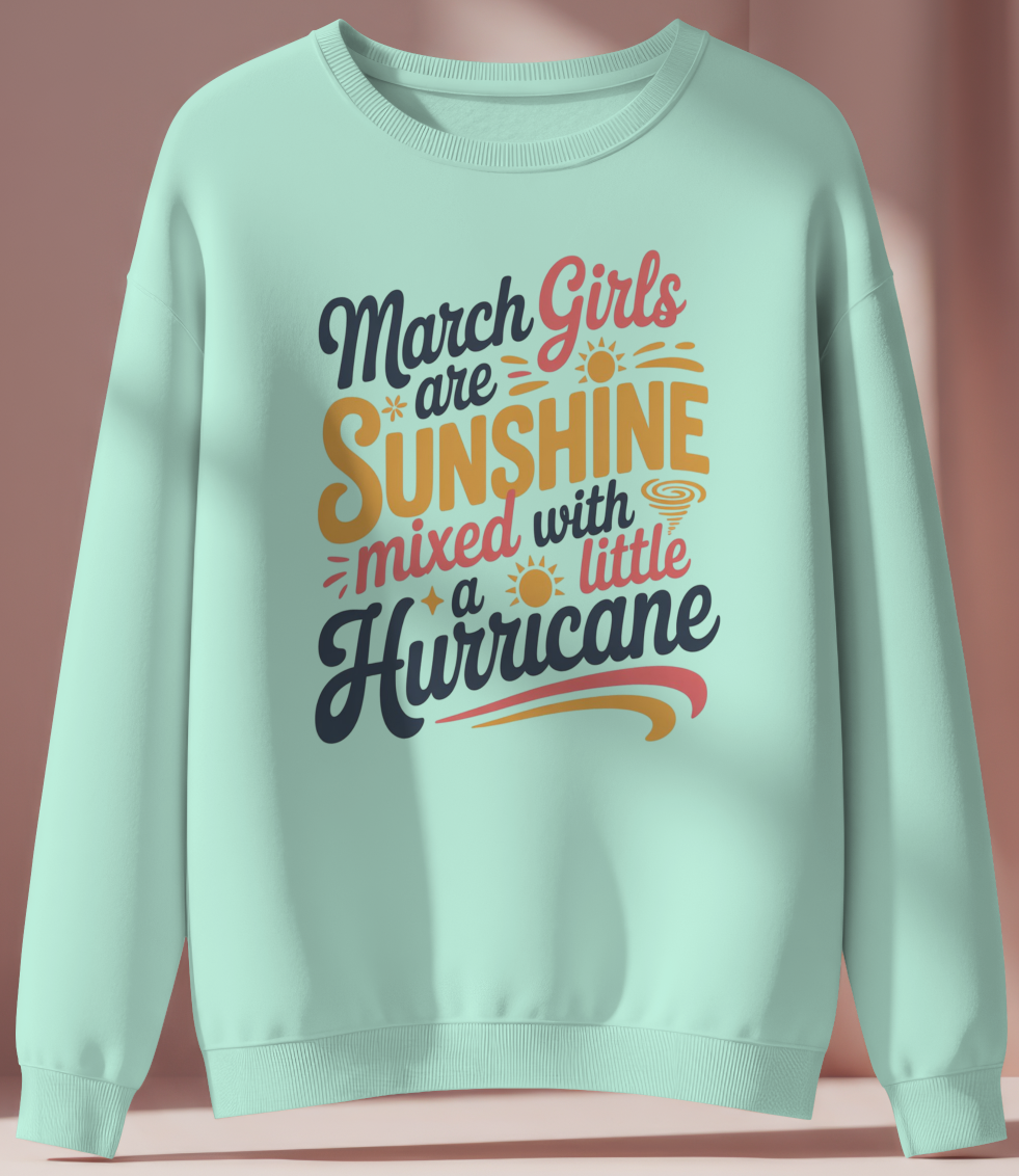 March Birthday Female Sweatshirt (March Girls are Sunshine)