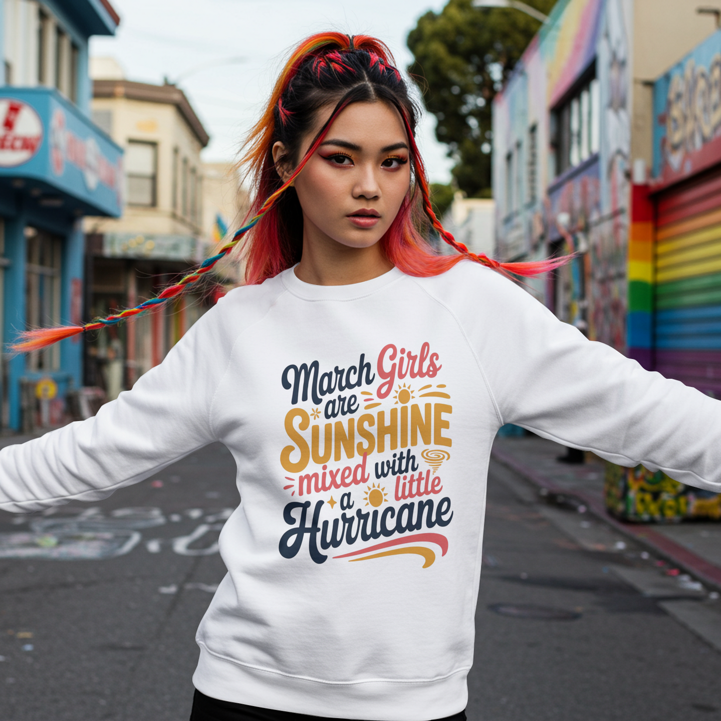 March Birthday Female Sweatshirt (March Girls are Sunshine)