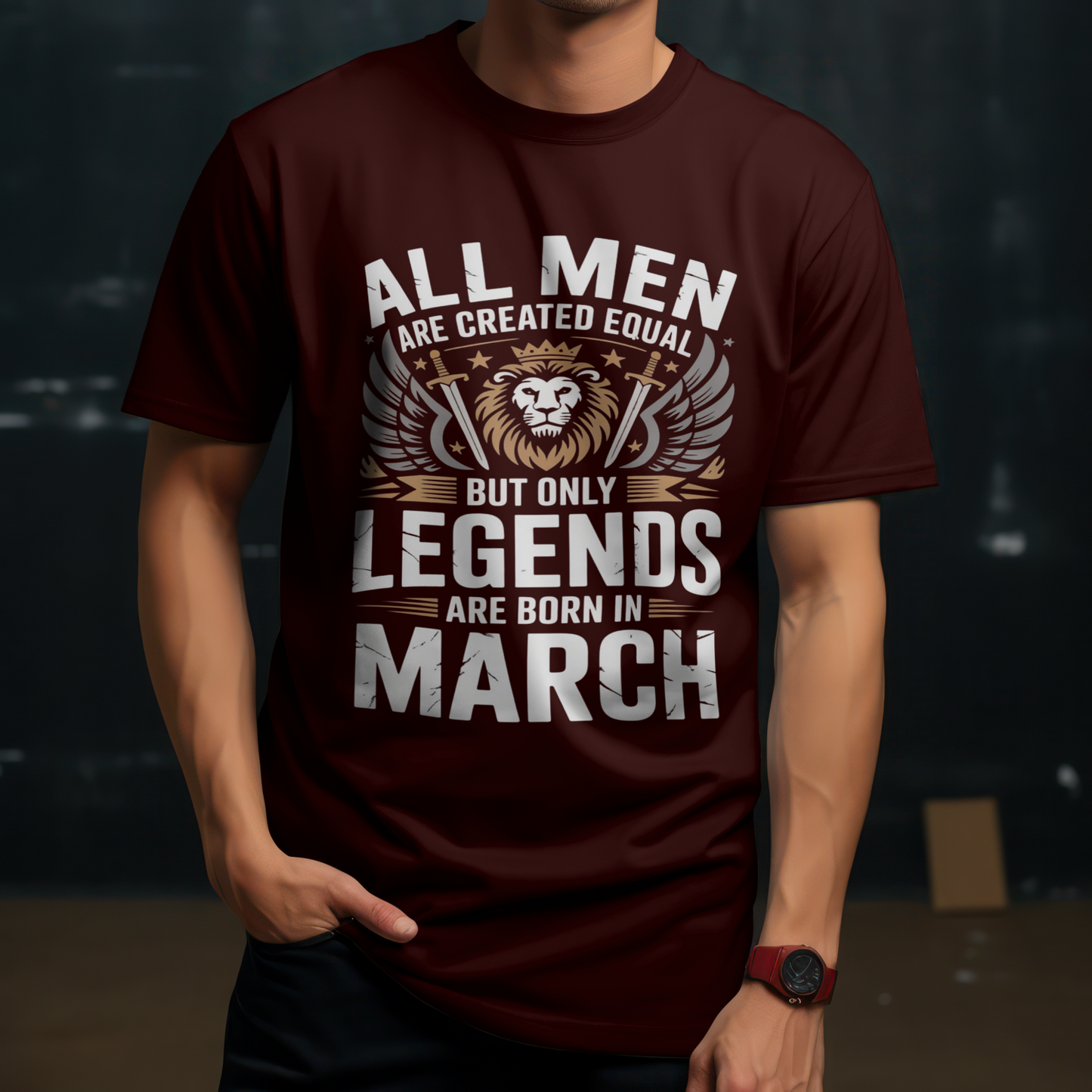 March Birthday Male Classic Crew T-Shirt (All Men Are Created Equal)