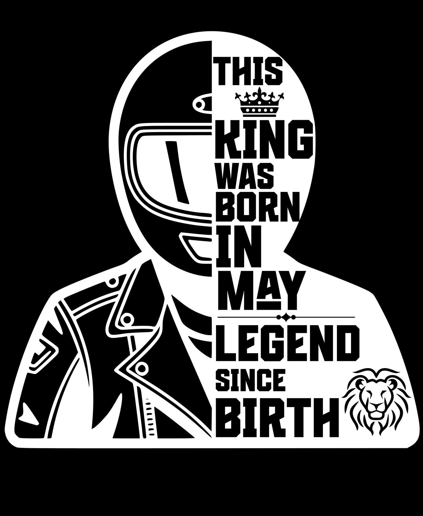Biker Birthday T-shirts Round Neck Half Sleeve (This king was born in May)