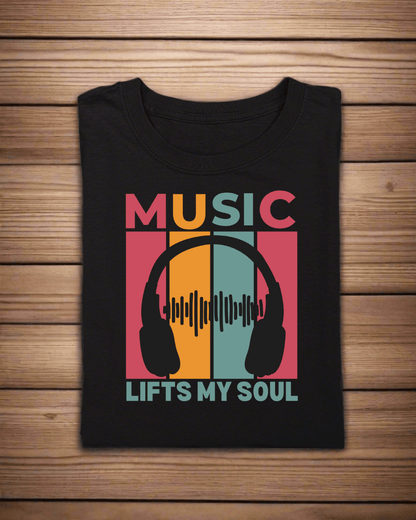 Round Neck Half Sleeve Music T-Shirt (Music Lifts My Soul)